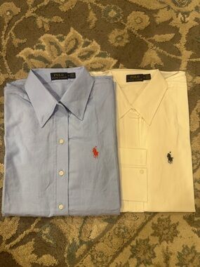 Polo by Ralph Lauren Men’s Classic Dress Shirt - Light Blue and White